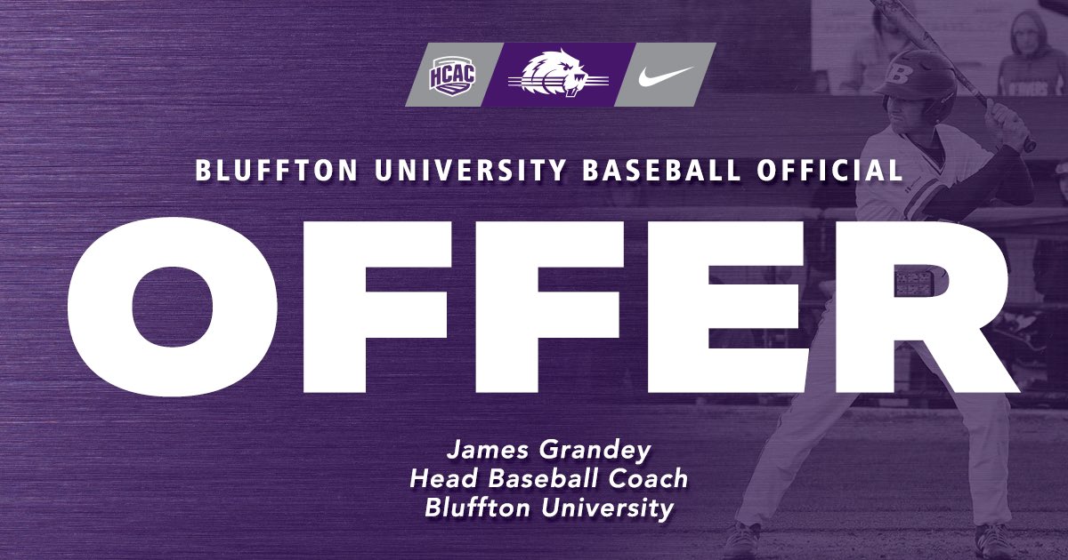 Aidan cummings (@aidancummings32) on Twitter photo I would like to announce that I have received an offer from Bluffton University. Thank you to the whole coaching staff for the opportunity.
<a href="/GrandeyJames44/">James Grandey</a> <a href="/BlufftonUBsball/">Bluffton University Baseball</a> I would like to announce that I have received an offer from Bluffton University. Thank you to the whole coaching staff for the opportunity.
<a href="/GrandeyJames44/">James Grandey</a> <a href="/BlufftonUBsball/">Bluffton University Baseball</a>