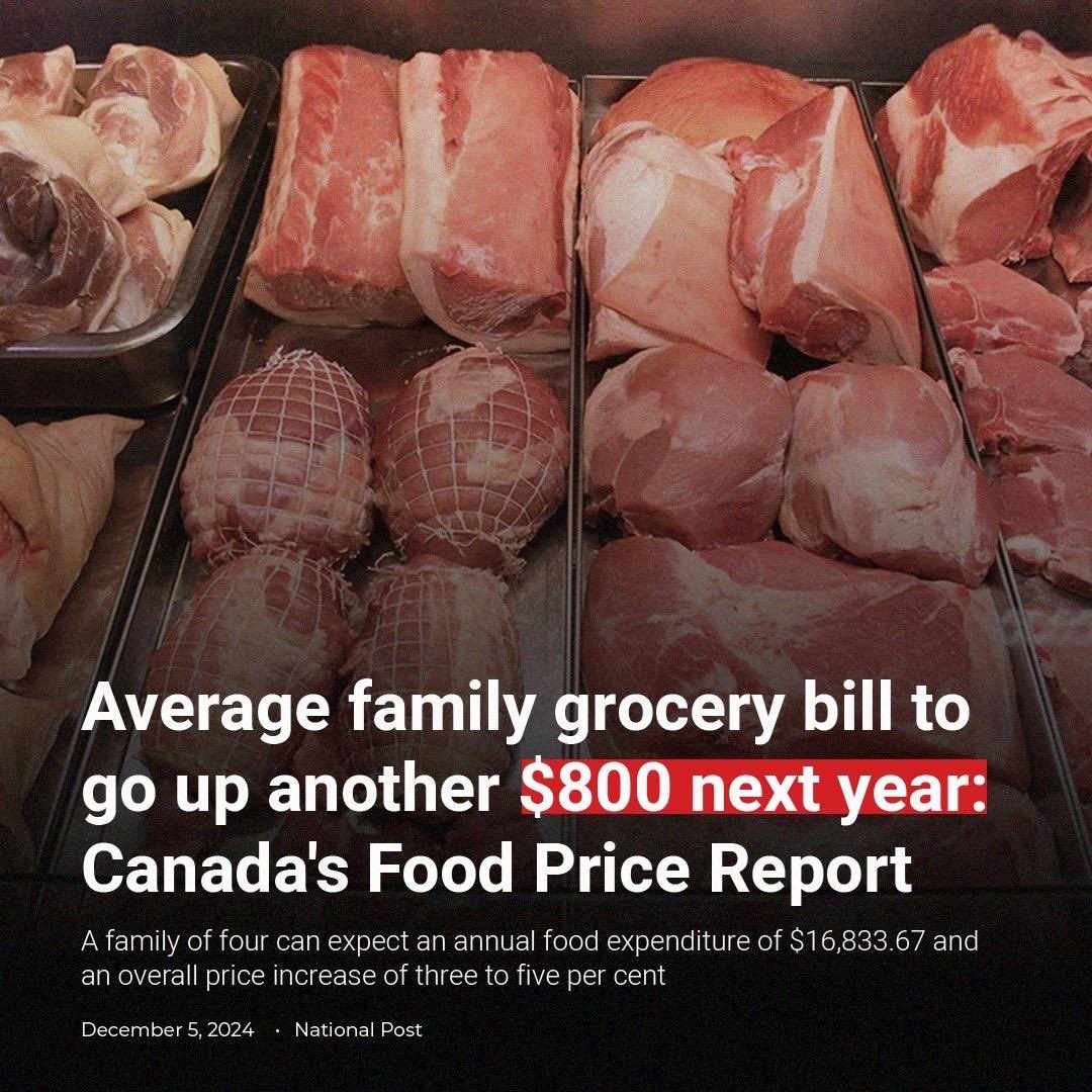 PierrePoilievre's tweet photo. Food prices are expected to go up almost $1k in 2025.
Food banks saw 2 million visits in a single month earlier this year because Canadians can't afford to eat after 9 years of NDP-Liberals.
Sign here if you want a carbon tax election to axe Trudeau's tax on food: https://t.co/GHnhi3SjMe