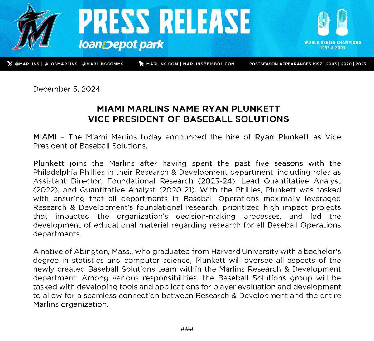 Marlins Communications tweet media