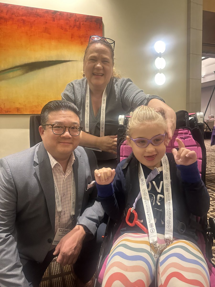beatasyngap1's tweet photo. We are here at @cureSYNGAP1  #syngap1conf and Starr struck by @ClementYChow . Kasia is already benefiting from Dr. Chows research and we are so grateful. Drug repurposing is an important bridge to a cure. Thank you! https://t.co/T2OuGV2FiW