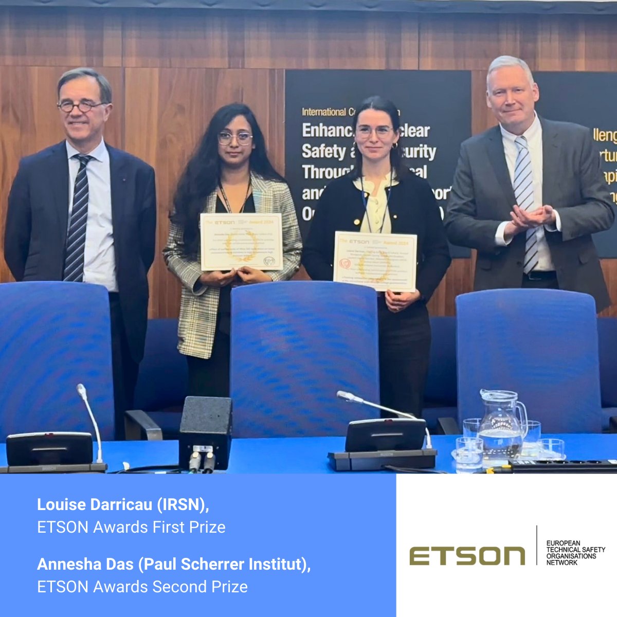 IRSNFrance's tweet photo. 🌐[#ETSONAwards 2024] 🏆 The #IRSN team wins 1st place at the #ETSON #ScienceSlam! 🎉Congrats to Louise Darricau &amp; her team for their study on radioactive contaminants at the micro/nano scale 🔬#NuclearSafety #RadiationProtection #Research #Geochemistry #Physics #TSO2024 ✨👏 https://t.co/6h3cGPJTJW
