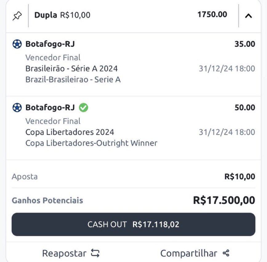 douglasnbraga's tweet photo. Odd 1750

Isso foi no inicio da temporada, antes da pré libertadores

Vocês tem noção do tamanho do feito do Botafogo? https://t.co/ckSutURhnI