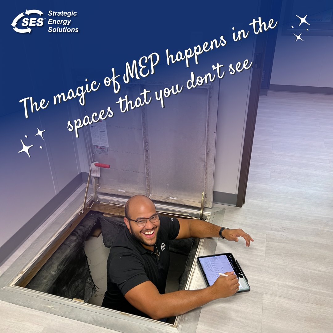 Sometimes, #MEPengineering means rolling up your sleeves, grabbing your plans, and getting up close and personal with the space you're designing...or in this case, UNDER the space!