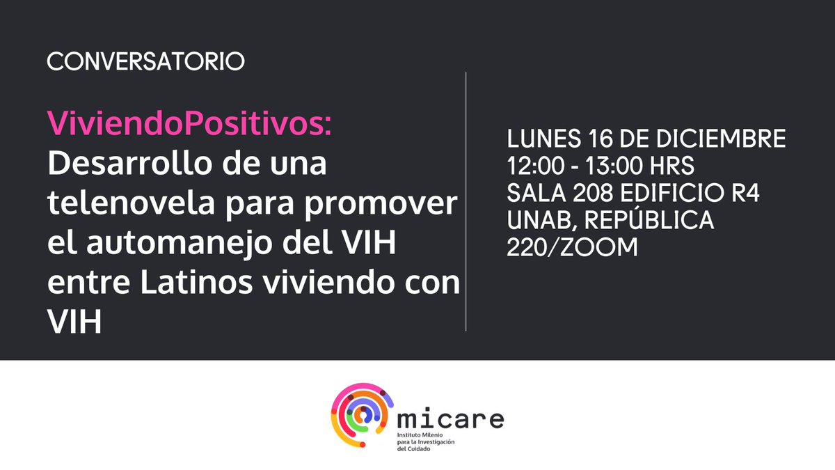 ¡Acompáñanos en un nuevo conversatorio!
📺Esta vez <a href="/Evesiriart/">Evelyn Iriarte</a> nos contará sobre su proyecto ViviendoPositivos, una innovadora telenovela culturalmente adaptada para promover el automanejo del VIH entre Latinos viviendo con VIH en EE. UU. Inscríbete en forms.gle/7NsHdocHLBoHra…