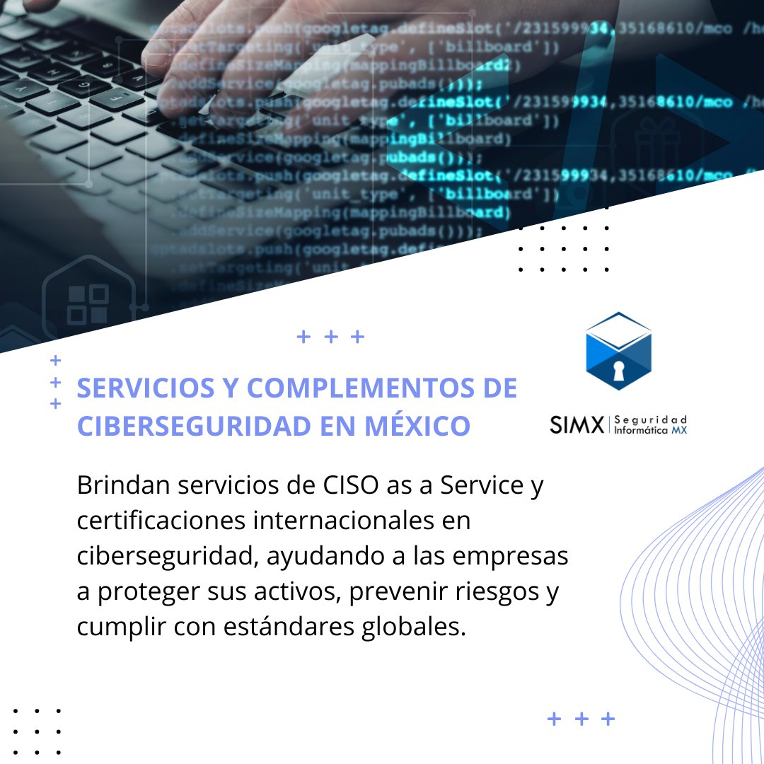 Protege tu empresa con Seguridad Informática MX expertos en ciberseguridad

📊Asegura tus activos, previene riesgos y garantiza el cumplimiento normativo con soluciones personalizadas para tu negocio. Porque la seguridad no es un lujo, es una necesidad.

👉vitrina.clutig.com/Vitrina/