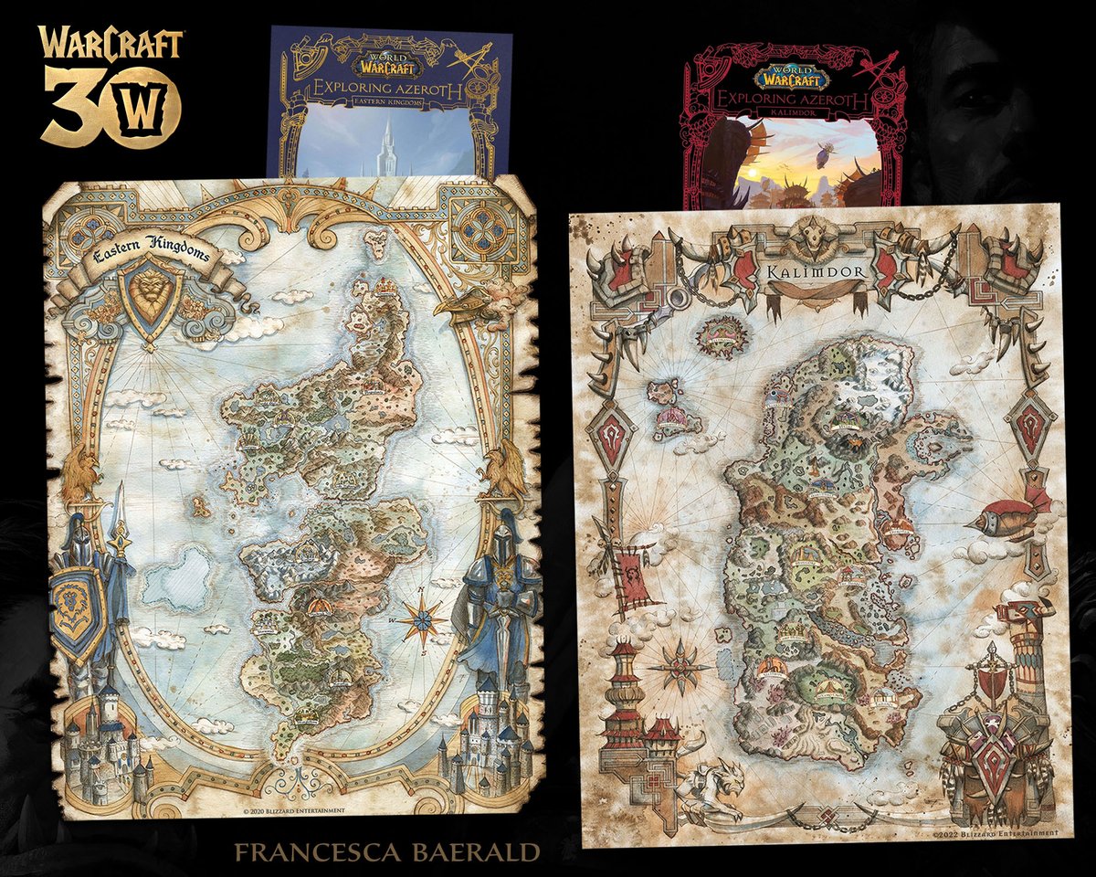 FBaerald's tweet photo. 30 Years of #Warcraft, 20 Years of #WoW 😊 a good part of my life spent gaming, travelling through #Azeroth, and now charting all its lands 🌍👩🏻‍🎨
-
#blizzard #worldofwarcraft #maps #cartography #fantasymap #worldmap #worldbuilding #mapping #gameart #videogames #fantasyart #gamedev https://t.co/XGu0fh79JY
