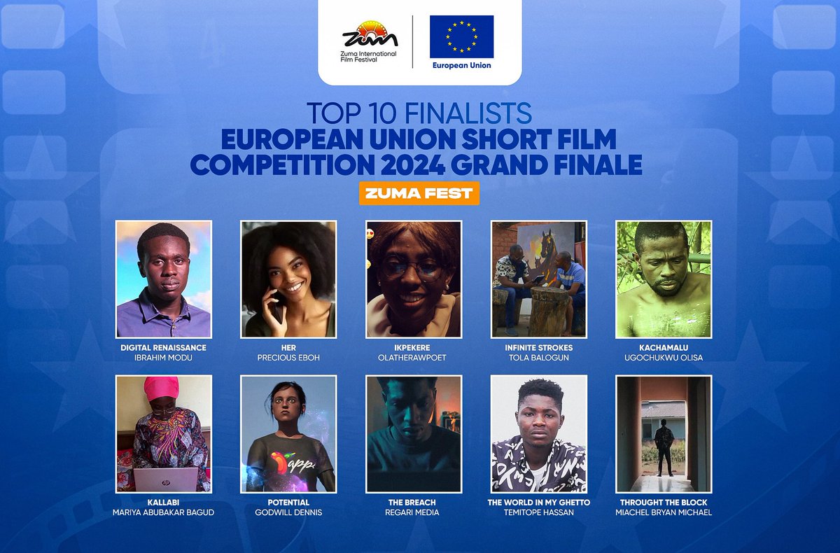 BWonderHDFA's tweet photo. Top 10 Short Films that made it to the Grand finale of the European Union Short Film Completion 2024 at Zuma International Film Festival.
.
#EUshortFilmCompetition 
#EuImpactLab 
#ZumaFilmFestival2024 https://t.co/7kZdSQKpnw