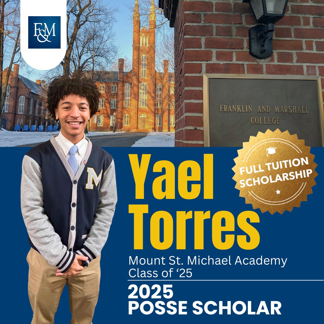 MountToday's tweet image. Congratulations to Yael Torres ‘25! Yael received a four-year, full-tuition scholarship to Franklin &amp;amp; Marshall College. #MountPride #PosseLove #PosseScholar