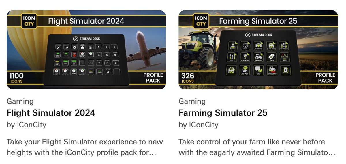 iconcitycom's tweet photo. Now available on the Elgato Marketplace Store! - Flight Simulator 2024 / Farming Simulator 25 - It's the biggest release of the year from iConCity! ( https://t.co/BLzDUA6E4u ) @elgato @elgatomarket #msfs24  #farmsim25 @JFest @phasegames @klov3r_ https://t.co/YqfyrrXBTz