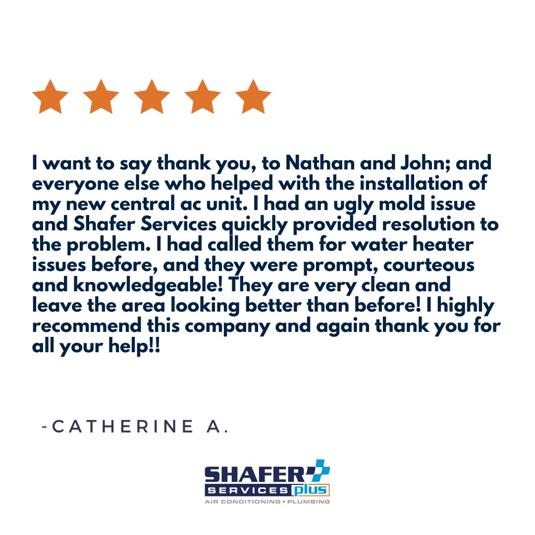 ShaferServices's tweet photo. Shoutout to Nathan &amp; John for living our value of being easy to do business with! Thanks to Catherine A. for confirming what we know—our techs are among the best in San Antonio. You're #SaferWithShafer! https://t.co/ukOZKQ4Oyu