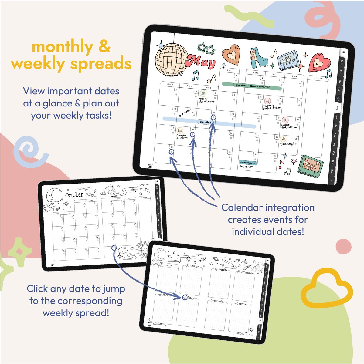 Shop_ARL's tweet photo. Features:
✅ 12 unique monthly themes - Our classic colouring book artwork is on every page, ready for you to color in!
✅ Easy navigation with a hyperlinked overview hub and clickable side tabs to get to any monthly, weekly, or daily spread https://t.co/esJZV7myZS