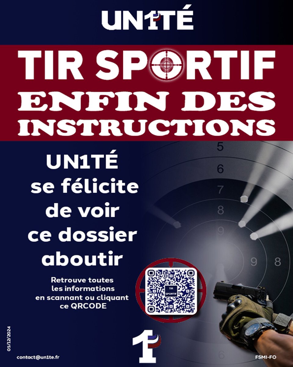 UN1TE_policenat's tweet image. TIR SPORTIF 🏆

ENFIN DES INSTRUCTIONS 📚

UN1TE se félicite de voir ce dossier aboutir 🎉

Retrouve toutes les informations en scannant ou cliquant ce QRCODE 📱 #Instructions #TirSportif #UN1TÉ 

un1te.fr/wp-content/upl…