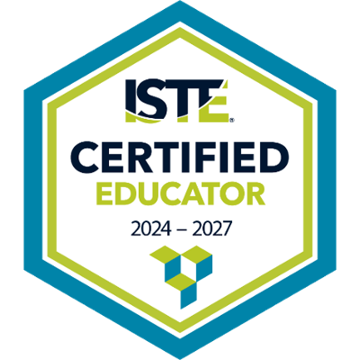 KayleElliott's tweet photo. I AM OFFICIALLY an ISTE Certified Educator! 
I am excited to join this community of almost 2K educators worldwide.
#ISTECert @isteofficial @atilamrac https://t.co/74Vn40TQF8