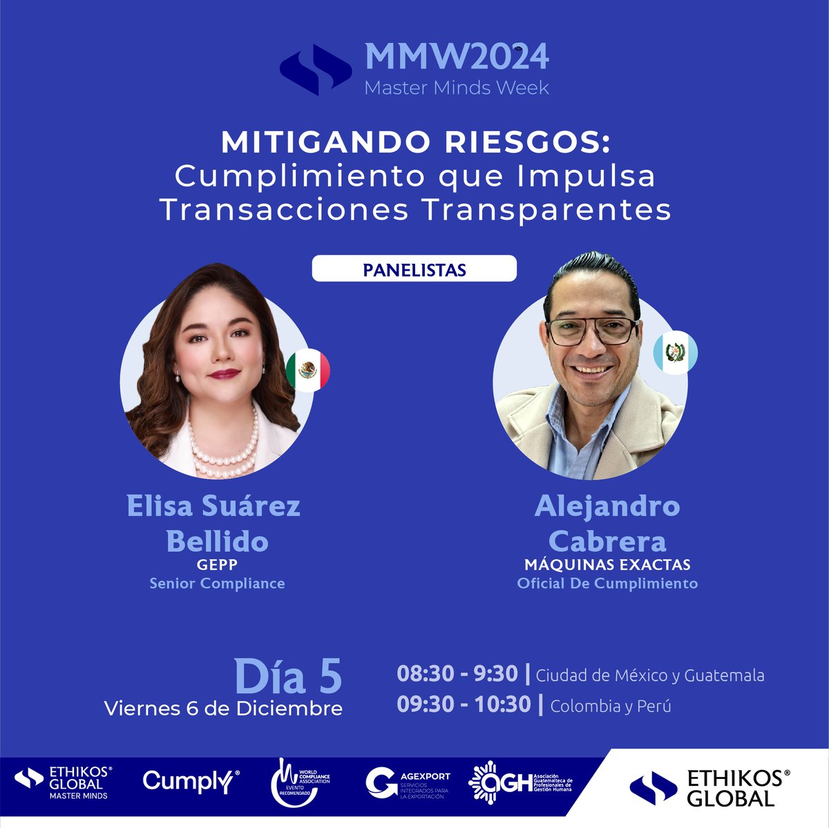 EthikosGlobal's tweet image. Día 5: Compliance Master Minds Week 2024

🌟 Panel 2 (08:30 AM): Transparencia en comercio con GEPP y Máquinas Exactas.

💼 Aprende a mitigar riesgos y garantizar trazabilidad en el sector.

📅 Regístrate aquí: bit.ly/3CJsGt0

#MMW2024 #Transparencia #Compliance