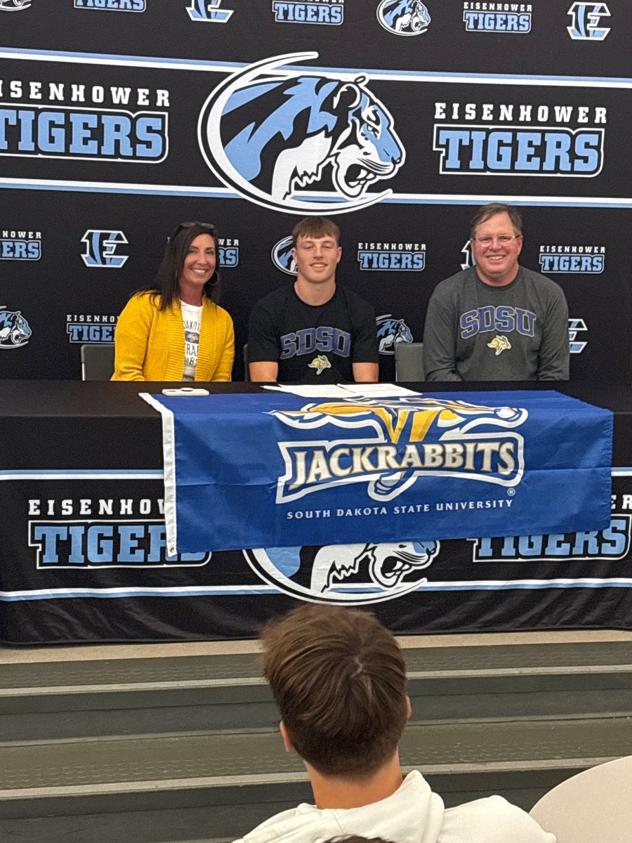 VypeKS's tweet photo. The final stop on the Service Body Shop Dotted Line Tour was at Eisenhower! Congratulations to Derek Morgan on signing with Lehigh and Carter Pabst on signing with South Dakota State! https://t.co/jSB969Lyn0