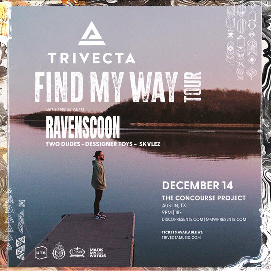 DUDES!! We are so excited to announce we will be playing support for  <a href="/RAVENSCOON/">PAUL</a> and <a href="/TrivectaMusic/">Trivecta</a> in Austin Dec 14th on his Find My Way Tour! New music, new visuals and so much more in store for this one ! We hope to see you there ! Ticket link below ⬇️