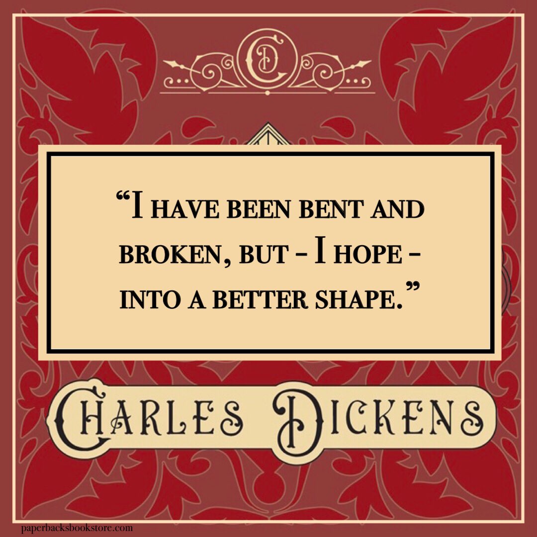 Paperbacks_Plus's tweet photo. ๐
โI have been bent and broken, but - I hope - into a better shape.โ ~Charles Dickens
#CharlesDickens #CharlesDickensquotes #inspirationalquotes #bentnotbroken #bettershape #bentandbroken #beautifullybroken #bookcovers #Coverart #bookish #literature #books https://t.co/oKG6p3pkJy