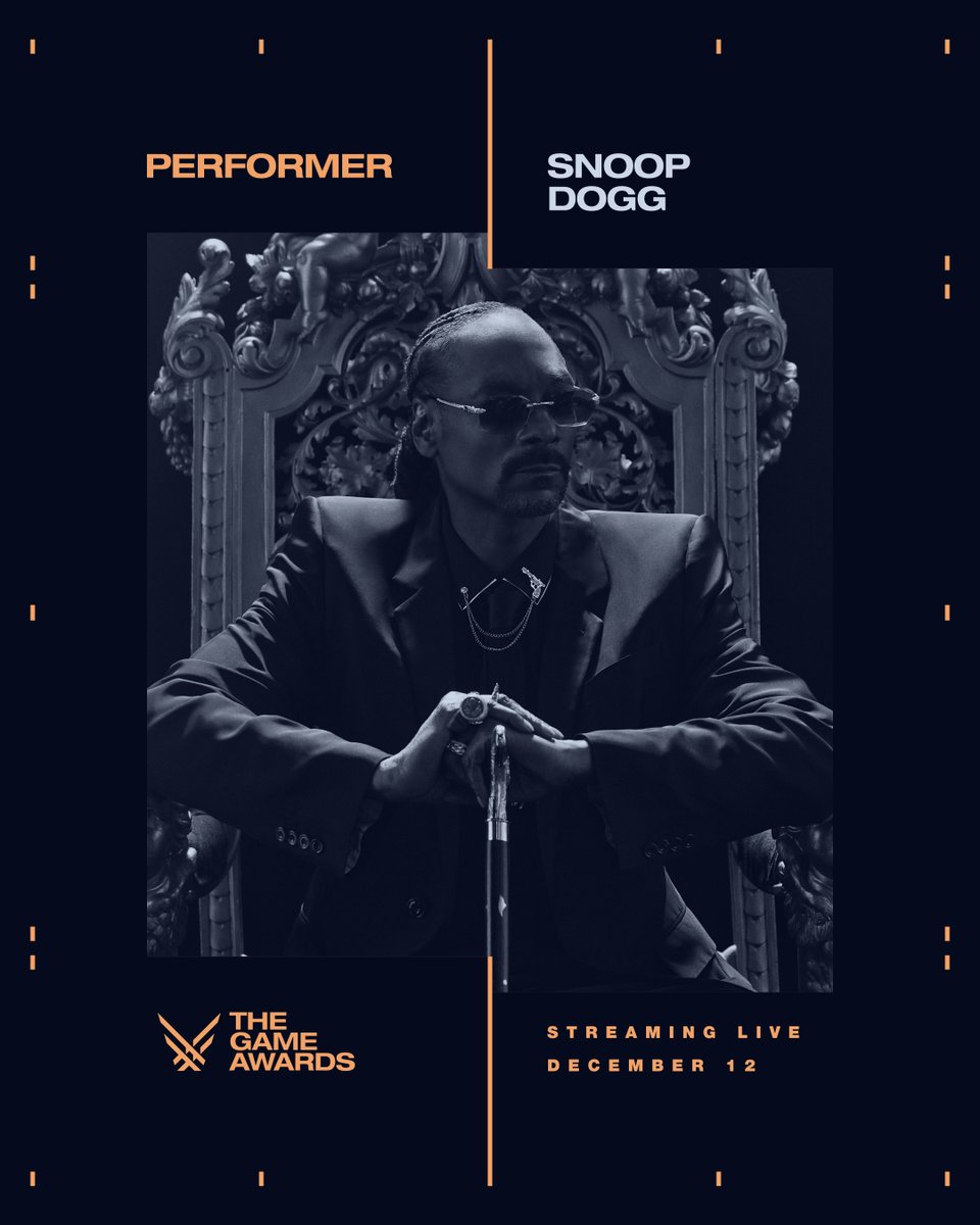 The Game Awards (@thegameawards) on Twitter photo First, he conquered Fortnite -- next up:
<a href="/SnoopDogg/">Snoop Dogg</a> performing live at @TheGameAwards
Streaming live everywhere next Thursday, December 12 at thegameawards.com First, he conquered Fortnite -- next up:
<a href="/SnoopDogg/">Snoop Dogg</a> performing live at @TheGameAwards
Streaming live everywhere next Thursday, December 12 at thegameawards.com