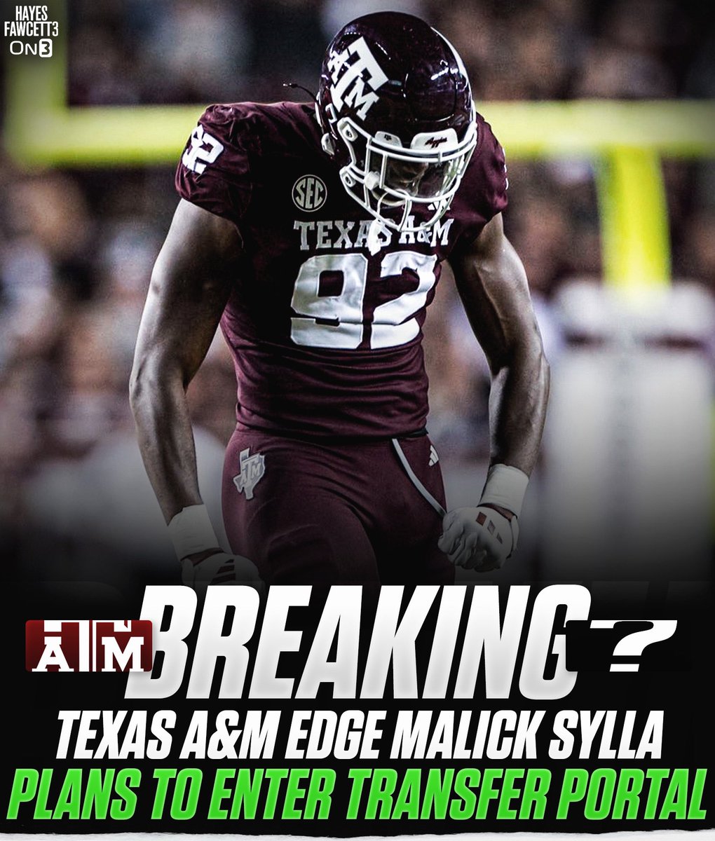 BREAKING: Texas A&amp;M EDGE Malick Sylla plans to enter the Transfer Portal, he tells @on3sports

The 6’5 260 EDGE has played in 33 games in his 3 years with the Aggies

Totaled 26 tackles &amp; 4 Sacks

1 year of eligibility remaining 

on3.com/db/malick-syll…