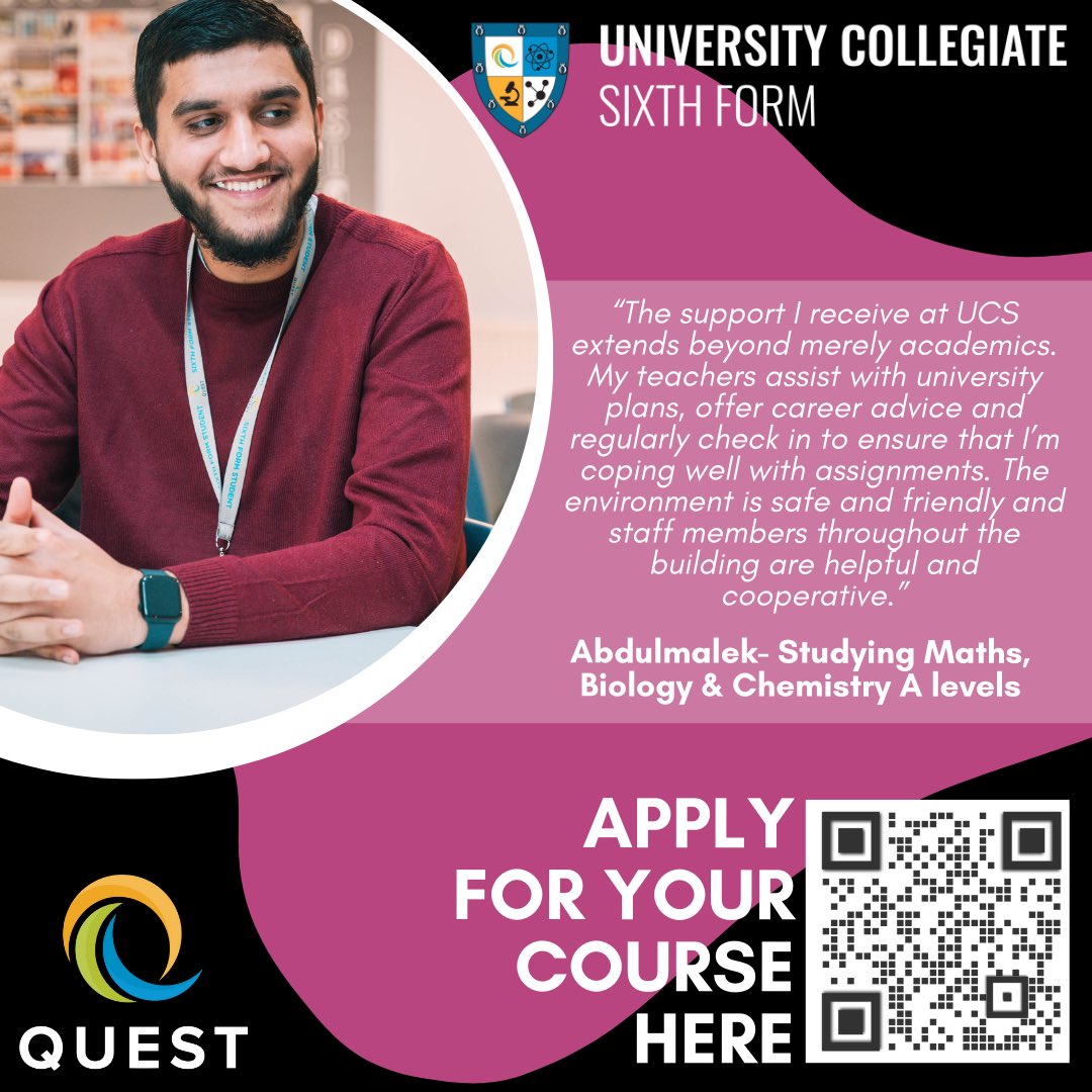 Some feedback from an A level student about how @TheUCSchool is a “safe and friendly” environment for the students who feel supported &amp; cared for.

Find out more here 👇🏼
indd.adobe.com/view/4e7e4a29-…

 @QUESTtrust 
#TeamUCS #Quest #EmployerLed #TechnologyPowered #DestinationFocused