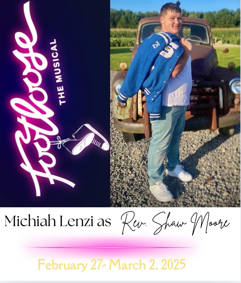 LenziMike's tweet photo. Congrats to all who were cast in the SHS Musical, FOOTLOOSE!!!!

A special shout out to our dude! He has earned a lead role as Rev. Shaw Moore for his SENIOR year!!

Time to Kick off Your Sunday Shoes and come see Michiah at his last performance on SHS stage this spring. https://t.co/Lpn4DrOYP7
