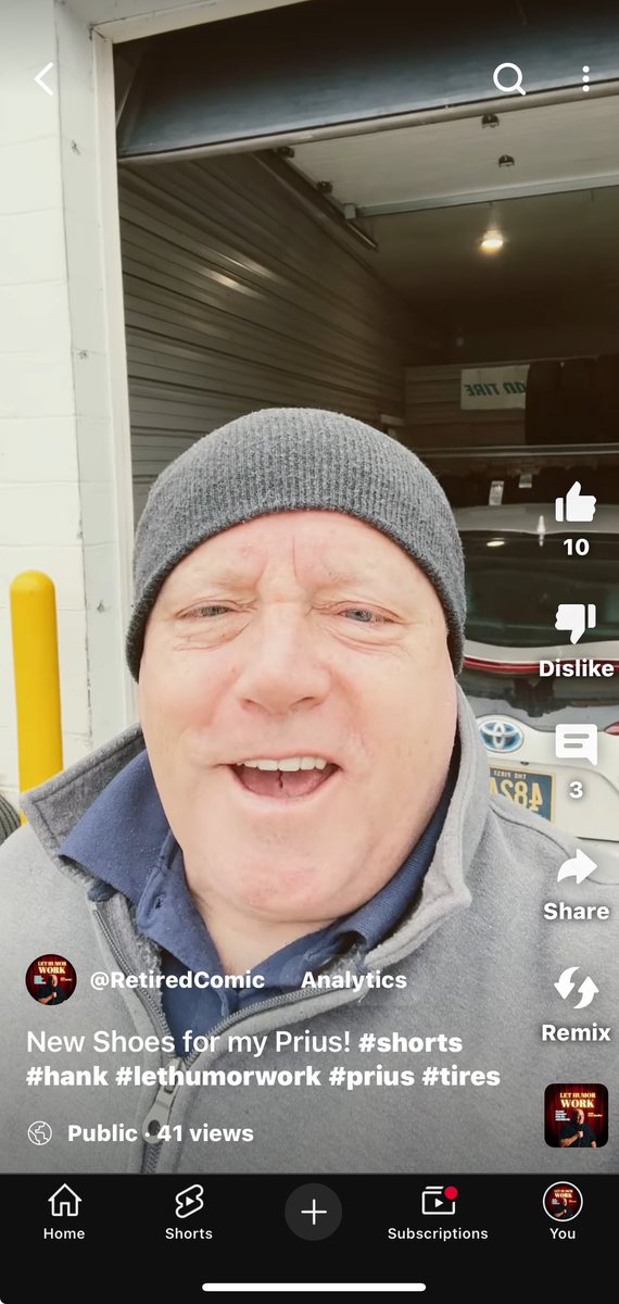 RetiredComic's tweet photo. New Shoes for my Prius! #shorts #hank #lethumorwork #prius #tires https://t.co/aMgwTjlVo3 via @YouTube https://t.co/FApHhOaaUV
