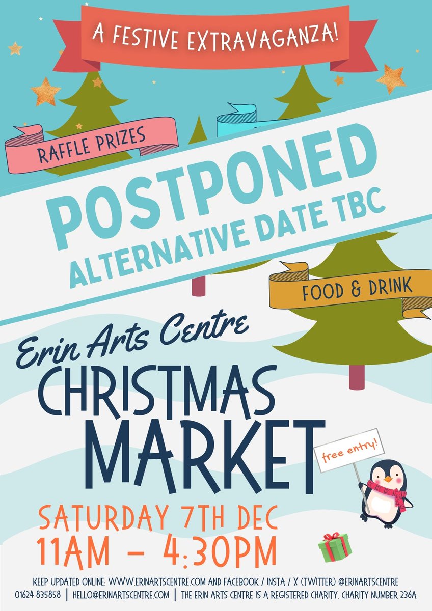 Update 5/12/24: The weather has won, but just temporarily. We've taken the difficult decision to postpone our market on Sat 7th July due to Storm Darragh. We are hoping to confirm another date so watch this space! #erinartscentre #porterin #isleofman #stormdarragh #christmas