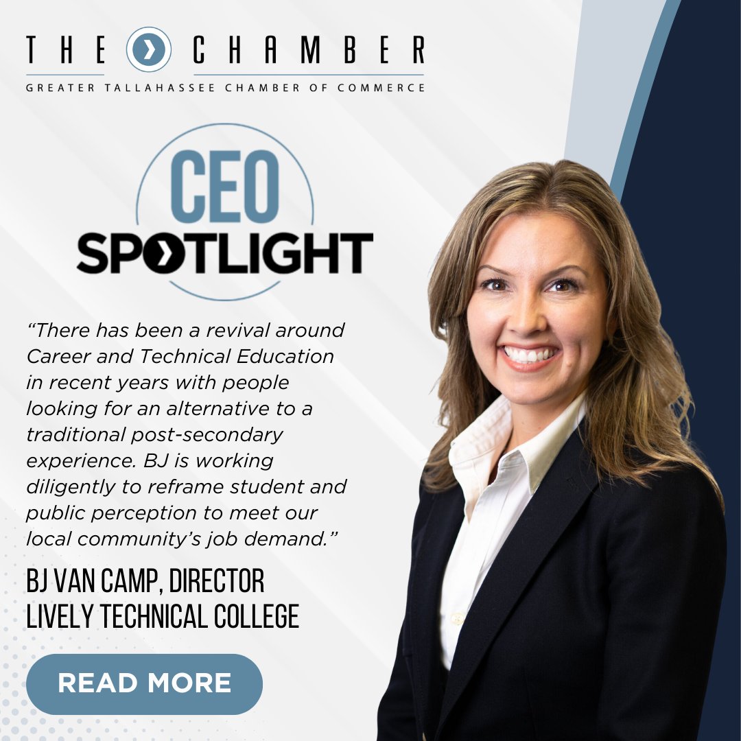 TalChamber's tweet image. Meet BJ Van Camp, Director of @LivelyTechTally! 🌟 From fostering industry partnerships to expanding programs, she’s transforming career &amp;amp; technical education in Tallahassee.

Read her inspiring story: shorturl.at/dwEQW

#CEOSpotlight #HigherLearningHigherEarning
