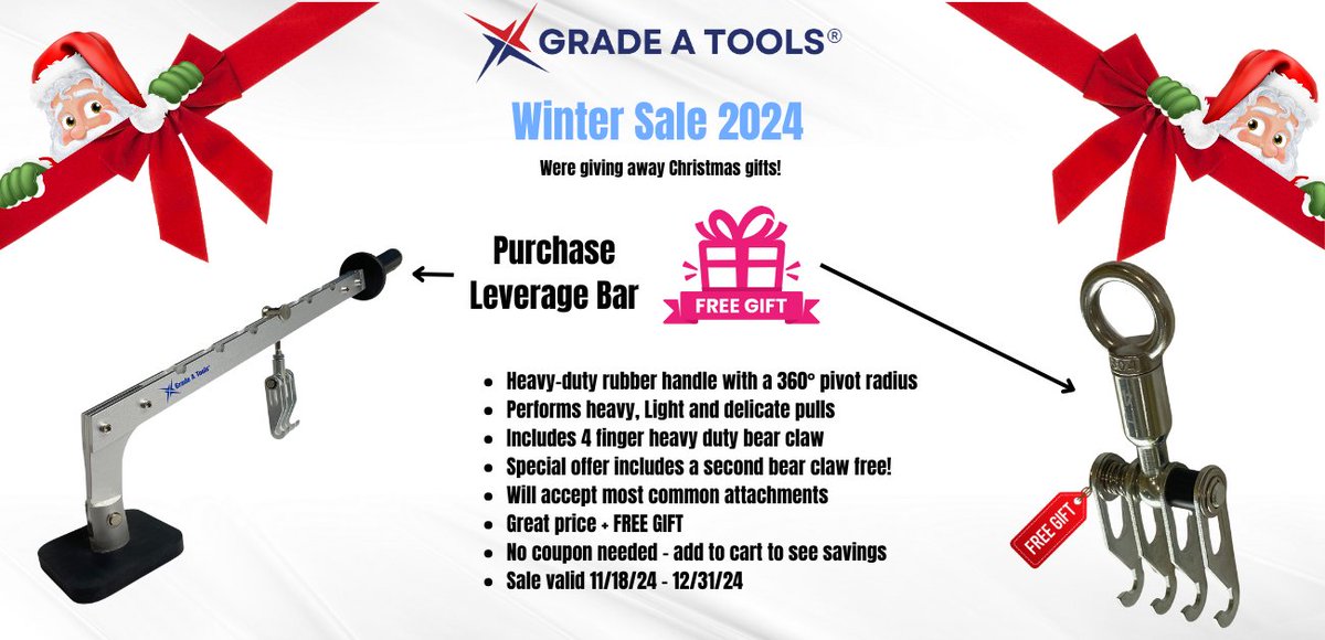 Grade_A_Tools's tweet photo. Were giving away gifts to celebrate the holidays. Come see what's up for grabs @ Grade A Tools
https://t.co/1VRsPvDJS7 https://t.co/8evZWi18gu