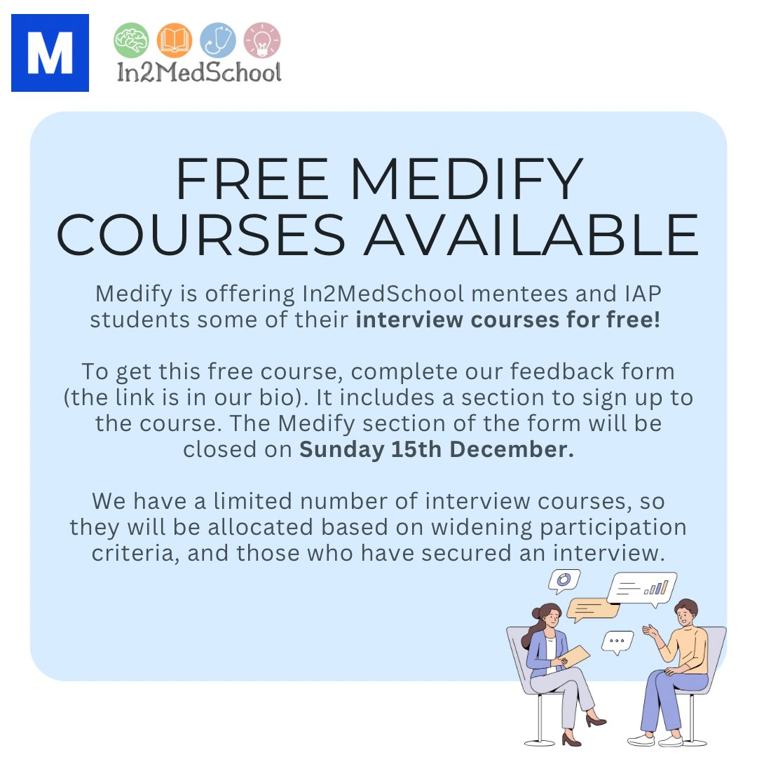 We are partnering with Medify! Complete our feedback form for a chance to get a free interview course!