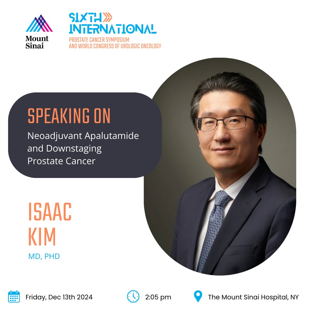 Mount Sinai Department of Urology (@mountsinaiuro) on Twitter photo Join us Dec. 13 at 2:05 PM for Dr. Isaac Kim's session: "Neoadjuvant Apalutamide and Downstaging Prostate Cancer." Gain insights into cutting-edge prostate cancer treatments.
Register now: mountsinaiurologycme.com
<a href="/AshTewariMD/">Ash Tewari, MD</a> Join us Dec. 13 at 2:05 PM for Dr. Isaac Kim's session: "Neoadjuvant Apalutamide and Downstaging Prostate Cancer." Gain insights into cutting-edge prostate cancer treatments.
Register now: mountsinaiurologycme.com
<a href="/AshTewariMD/">Ash Tewari, MD</a>