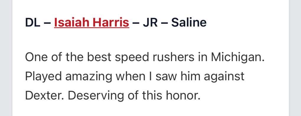 Isaiah Harris 3⭐️ (@isaiah_harris37) on Twitter photo Thank you for recognizing me for Division 1 All State!! <a href="/alex_pallone/">Alex Pallone</a> <a href="/PrepRedzoneMI/">Prep Redzone Michigan</a> Thank you for recognizing me for Division 1 All State!! <a href="/alex_pallone/">Alex Pallone</a> <a href="/PrepRedzoneMI/">Prep Redzone Michigan</a>