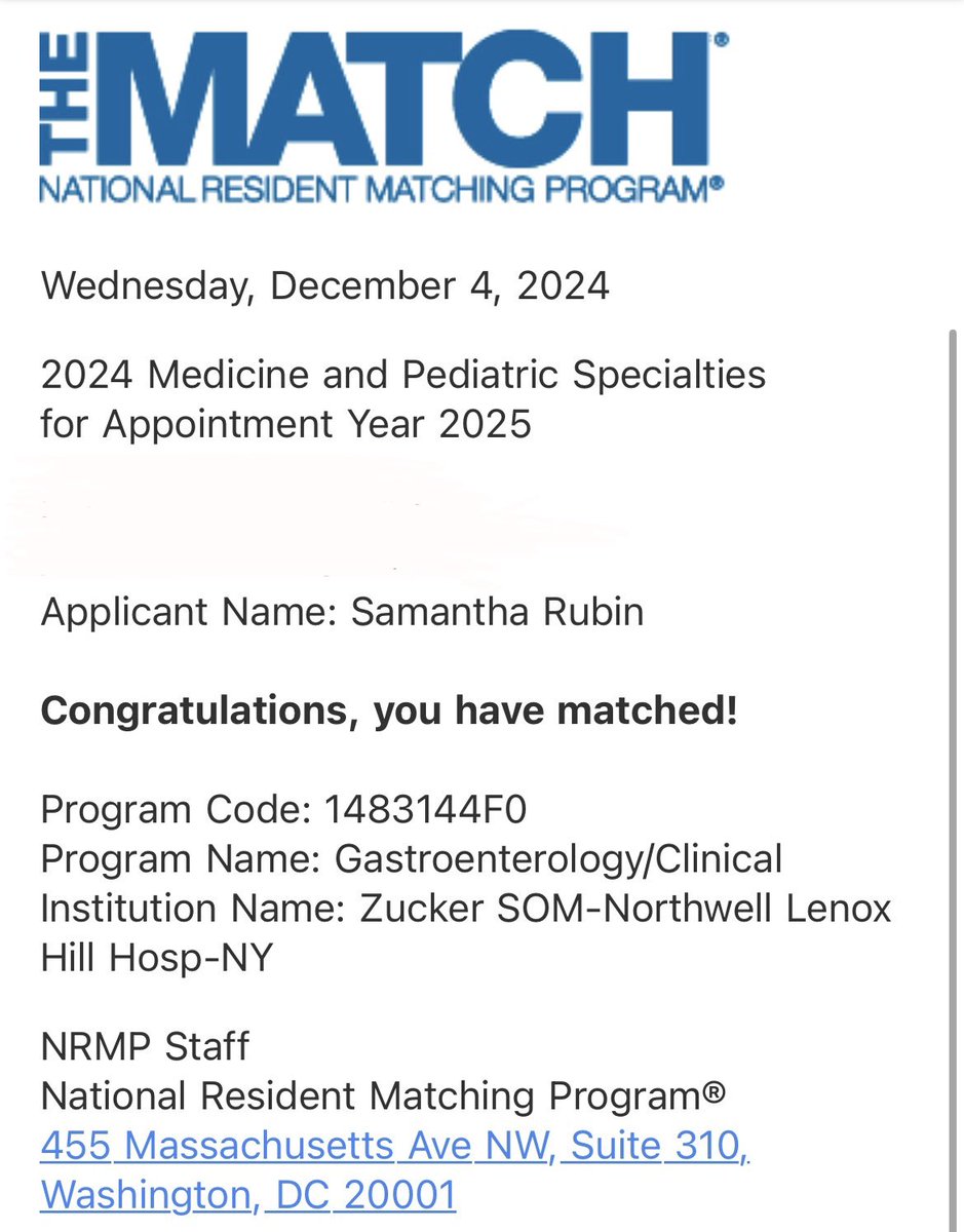 Thrilled to share that I have matched into my dream specialty GI at Lenox Hill Hospital!! Grateful and excited to begin this next chapter💩🥳🎉
<a href="/lenoxhill/">Lenox Hill Hospital</a> <a href="/NorthwellHealth/">Northwell Health</a> 
#GITwitter #WomeninGI