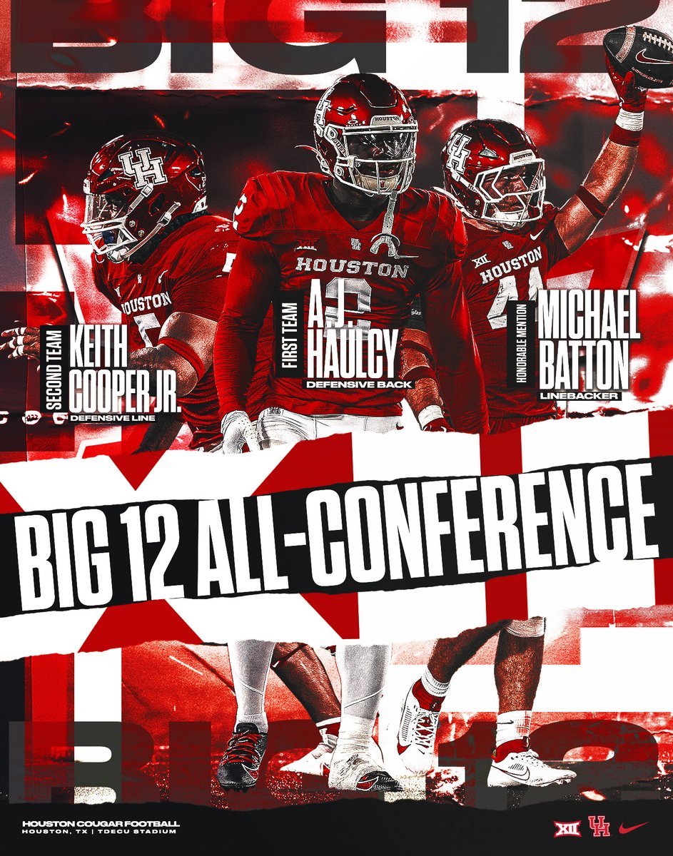 Houston Football (@uhcougarfb) on Twitter photo 𝐀𝐥𝐥-𝐂𝐨𝐧𝐟𝐞𝐫𝐞𝐧𝐜𝐞 𝐂𝐨𝐨𝐠𝐬 🤝
🏈 First Team – <a href="/Atwice_/">A.J haulcy ❕ MrGIVEMETHAT👿</a>
🏈 Second Team – <a href="/KeithCooperjr/">Keith Cooper Jr🪦‼️</a>
🏈 Honorable Mention – <a href="/michaelbatton07/">Michael Batton ☯️</a>
➡️ bit.ly/3Zo9Krz 𝐀𝐥𝐥-𝐂𝐨𝐧𝐟𝐞𝐫𝐞𝐧𝐜𝐞 𝐂𝐨𝐨𝐠𝐬 🤝
🏈 First Team – <a href="/Atwice_/">A.J haulcy ❕ MrGIVEMETHAT👿</a>
🏈 Second Team – <a href="/KeithCooperjr/">Keith Cooper Jr🪦‼️</a>
🏈 Honorable Mention – <a href="/michaelbatton07/">Michael Batton ☯️</a>
➡️ bit.ly/3Zo9Krz