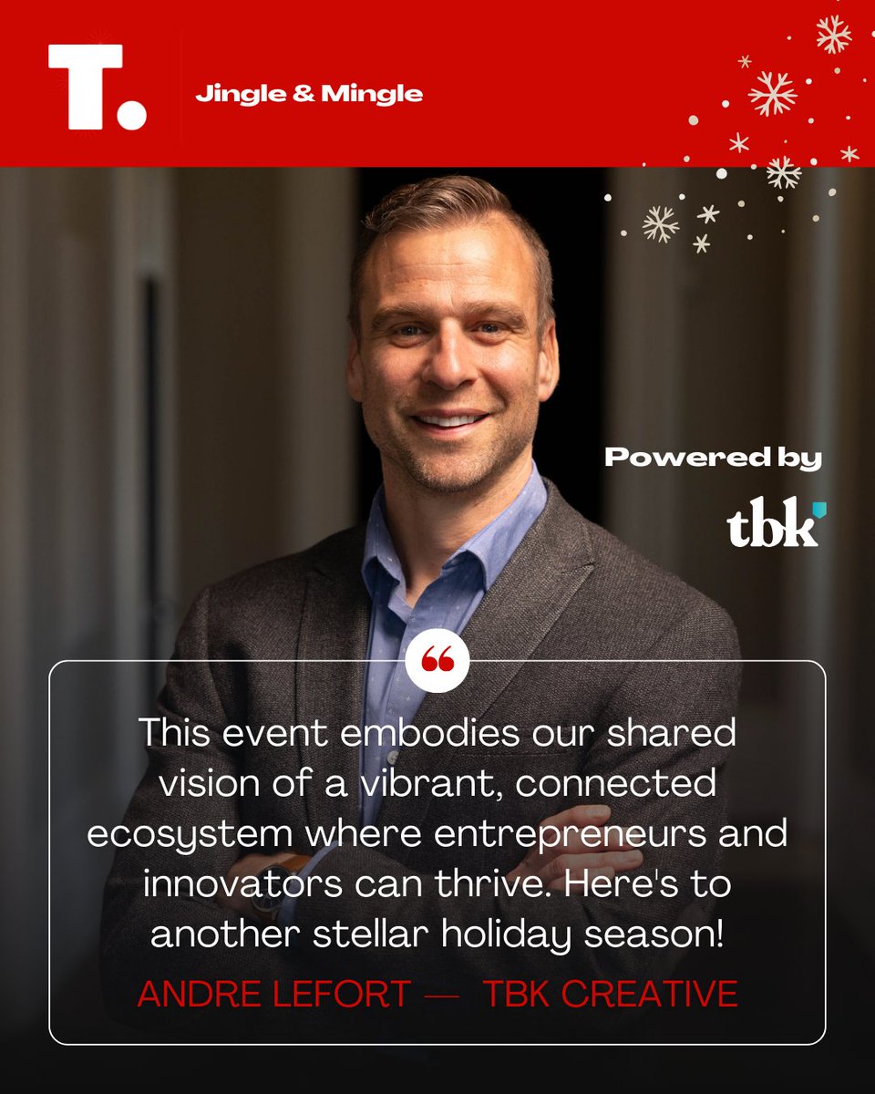 TechAlliance (@techalliance) on Twitter photo Our holiday networking event is coming up fast! We are proud to have Jingle & Mingle sponsored by <a href="/tbkCreative/">tbk Creative</a>, an award-winning full service agency here in #LdnOnt, dedicated to empowering top innovative enterprises in Canada.
Tickets are selling fast👇
eventbrite.ca/e/jingle-mingl… Our holiday networking event is coming up fast! We are proud to have Jingle & Mingle sponsored by <a href="/tbkCreative/">tbk Creative</a>, an award-winning full service agency here in #LdnOnt, dedicated to empowering top innovative enterprises in Canada.
Tickets are selling fast👇
eventbrite.ca/e/jingle-mingl…