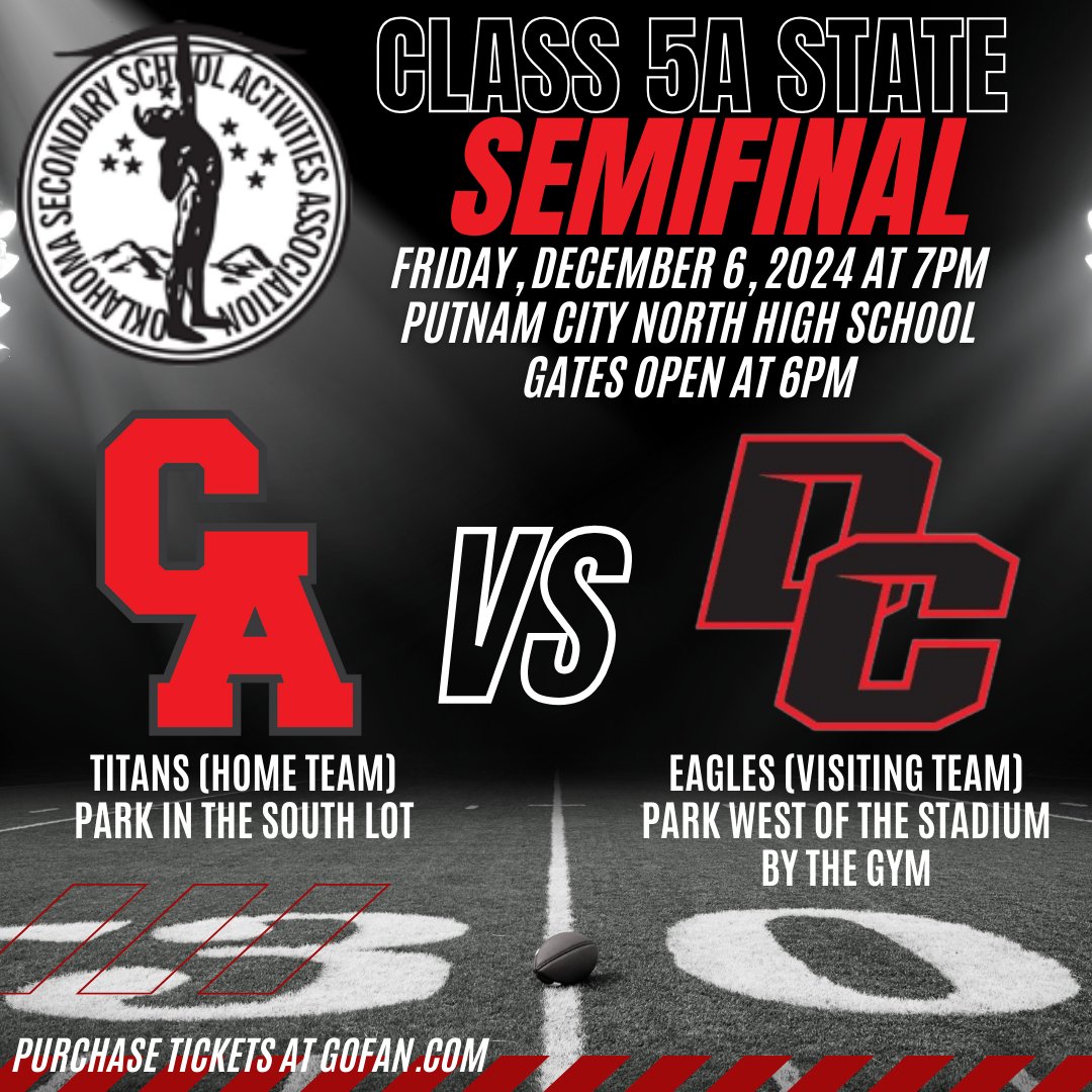 This is it! An ALL Mid-Del State Semifinal showdown as the Eagles take on the Titans in a battle to go to the championship game. Let’s pack the stands, bring the energy, and cheer our teams! #OneDistrictOneFamily #mdpurpose