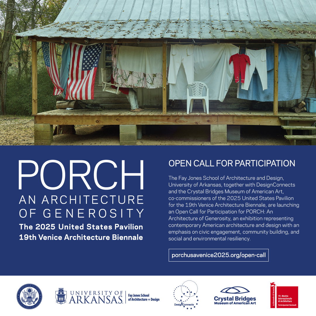 Cultural Programs Division (@cultureatstate) on Twitter photo OPEN CALL! In 2025, we will be supporting the U.S. pavilion of the Venice Biennale in partnership with <a href="/FayJonesSchool/">Fay Jones School</a>, <a href="/crystalbridges/">Crystal Bridges Museum of American Art</a>, and Design Connects, celebrating the porch as a quintessential American architectural space.
Architects, designers, artists, nonprofits, OPEN CALL! In 2025, we will be supporting the U.S. pavilion of the Venice Biennale in partnership with <a href="/FayJonesSchool/">Fay Jones School</a>, <a href="/crystalbridges/">Crystal Bridges Museum of American Art</a>, and Design Connects, celebrating the porch as a quintessential American architectural space.
Architects, designers, artists, nonprofits,