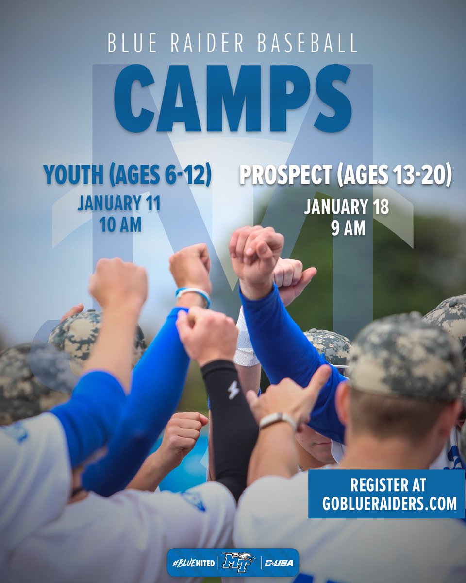 Winter camps just dropped!❄️

goblueraiders.com/sports/baseball

#BLUEnited | #BlueCrew