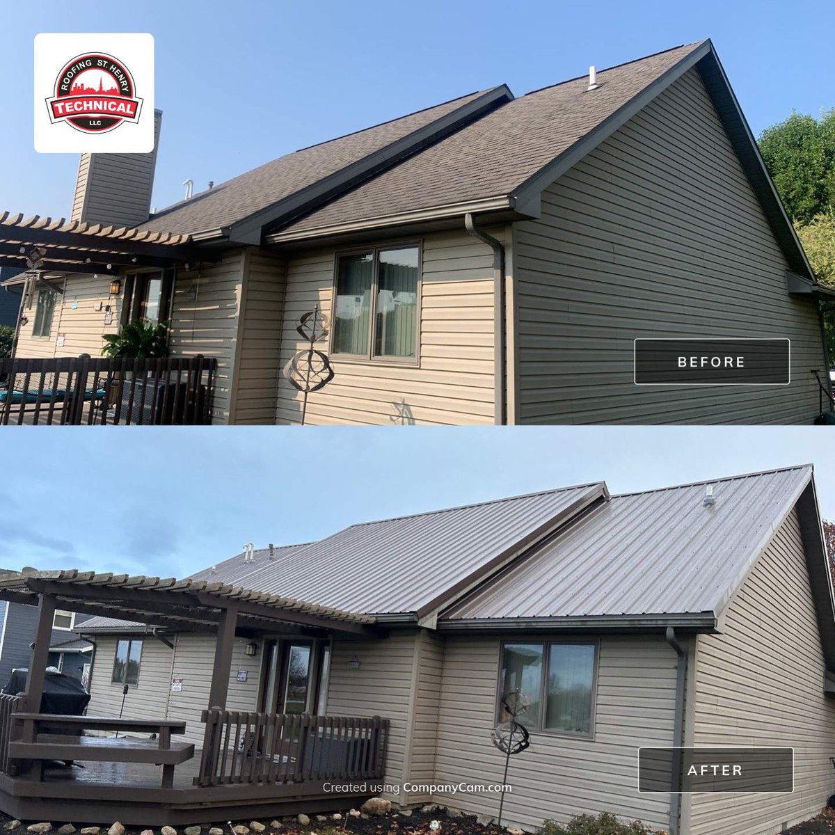 StHenryTRS's tweet photo. Transformation Thursday: Residential change from Shingles to Metal and look at the huge difference it makes. Not only can we give you a beautiful roof, but we can also increase your home's value. 
📱 419-678-1020
💻 https://t.co/A3NUqbxqDN

#transformation #technicaltouch #roofing