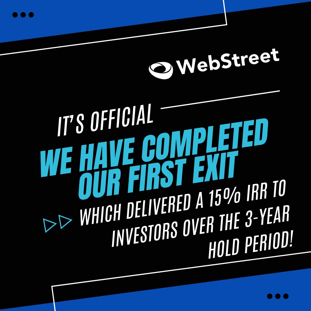 WebStreetLLC's tweet photo. As we look to build on this exit, Fund 10 is currently open, and we’d love to discuss how you can be part of our next chapter! ➡️ https://t.co/SlAKOQj3ux

Here's how our first exit unfolded 👇 https://t.co/CcvhtAzI1A