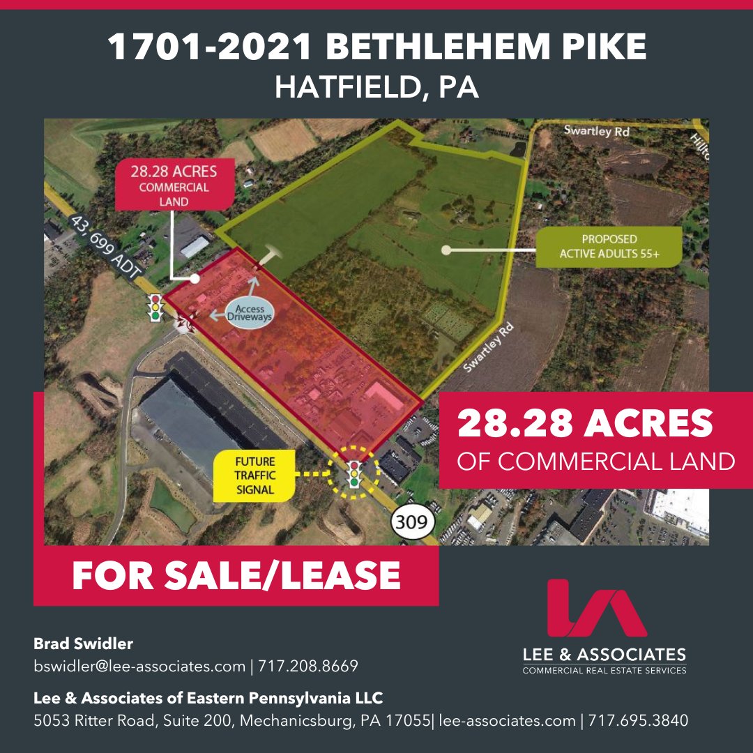 🚦 Prime Retail Land Opportunity 🌟
📍 1701-1903 &amp; 1911-2021 Bethlehem Pike
1.Sale/Lease/Joint Venture
2.Ideal for fast food, convenience, or retail strip
3.Across from Sterling Industrial Park (700,000 SF)
4.High-traffic, densely populated area with major retailers nearby