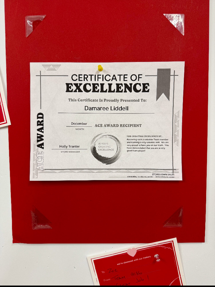 Congratulations Damaree! Michaels Employee of the Month! We are #MontourProud of you!