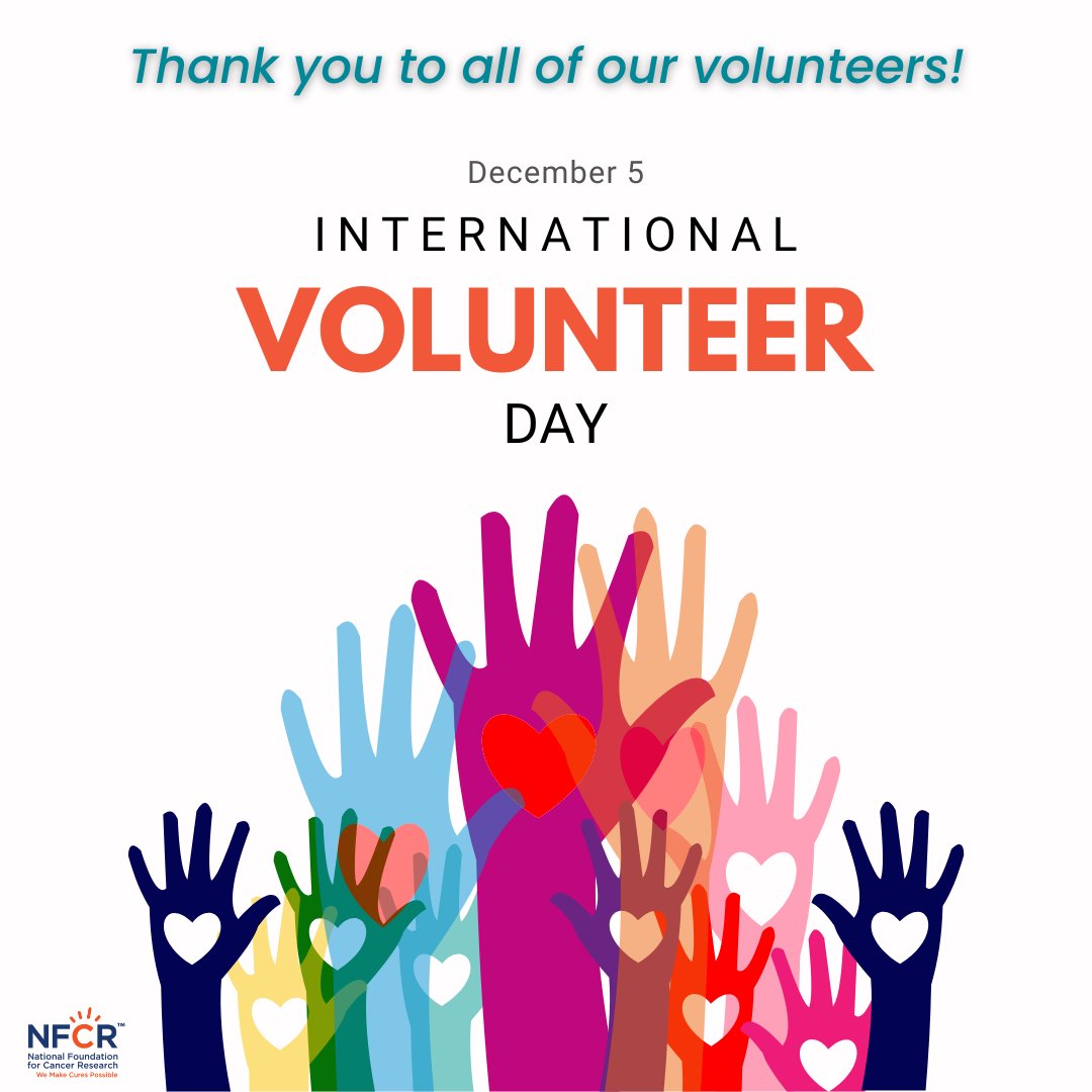 NFCR's tweet photo. Today, on #InternationalVolunteerDay, we say THANK YOU to our amazing volunteers! 🙌 Your passion and hard work fuel our fight against cancer. 💖 Together, we’re making breakthroughs possible and saving lives. 🫶 #ThankYouVolunteers #CancerResearchMatters #NFCR #ResearchWorks https://t.co/fpjAy4Hi97