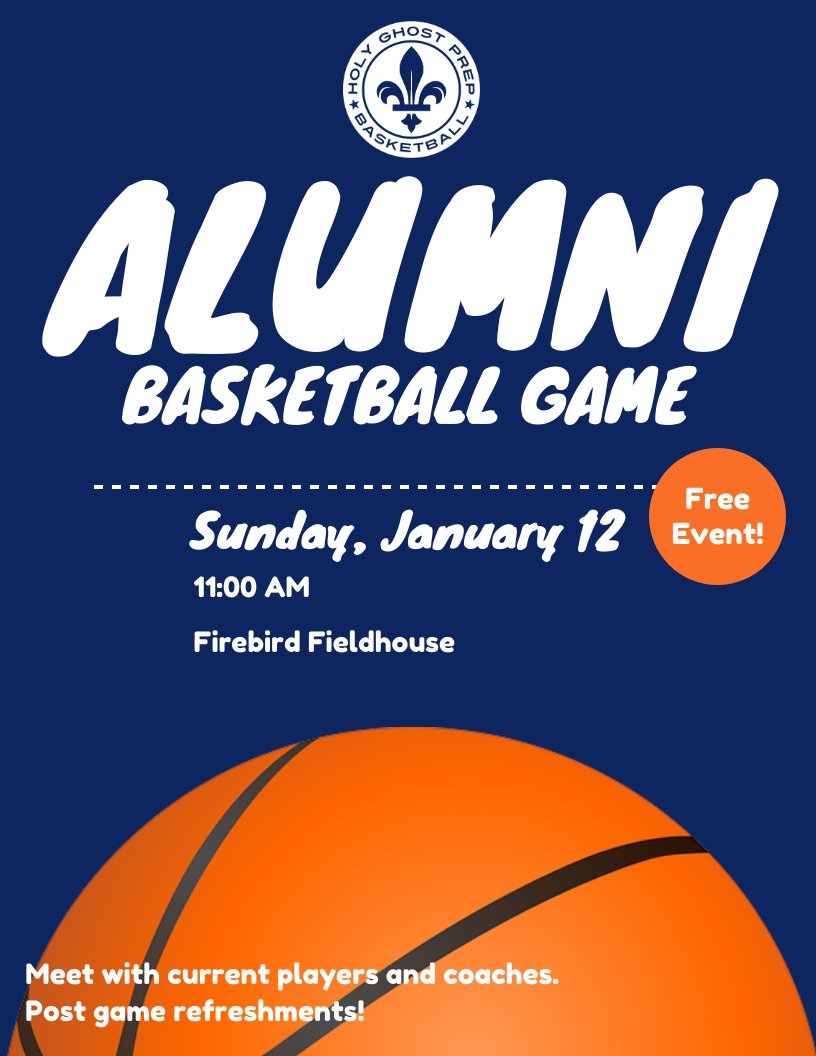 HGP Alumni Association (@hgpalumni) on Twitter photo Our alumni <a href="/HGPBasketball/">HGP Basketball</a> game is just 6 weeks away. Enjoy a fun afternoon on the court with fellow alumni, current players, coaches and the voice of the Firebirds - Barry Bessler! Register now to secure your free event tshirt by visiting holyghostprep.org/alumnibball Our alumni <a href="/HGPBasketball/">HGP Basketball</a> game is just 6 weeks away. Enjoy a fun afternoon on the court with fellow alumni, current players, coaches and the voice of the Firebirds - Barry Bessler! Register now to secure your free event tshirt by visiting holyghostprep.org/alumnibball