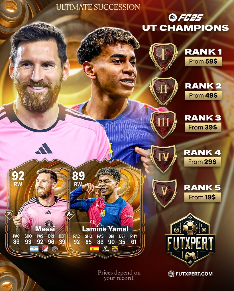 FutXpert's tweet photo. 🔴 Orders for ULTIMATE SUCCESSION UT Champions are open! Get booked early to secure your spot and rank 👑

📍Order any Rank with free qualy
🤯Rank 1 400,000 coins + ICON
❤️Safe &amp; Reliable

Order via our website or message us for a booking 👇🏻📩

⚡https://t.co/Gq8QUBvJTH⚡

#FC25 https://t.co/M1MSGB6XhW