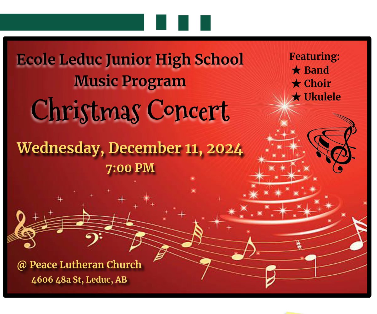 Come celebrate and enjoy the spirit of the season with us at the annual Christmas concert!  Hope to see you all there.