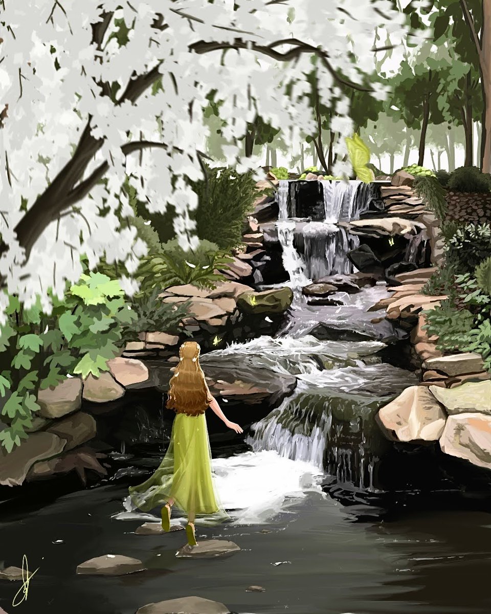 zahrasarfrazart's tweet photo. Enchanted Garden ✨🏡🌿 | 2024

#illustration #ArtistOnTwitter #waterfall #enchated #garden #blossomtree #digitalart https://t.co/P0eHgNmBIy