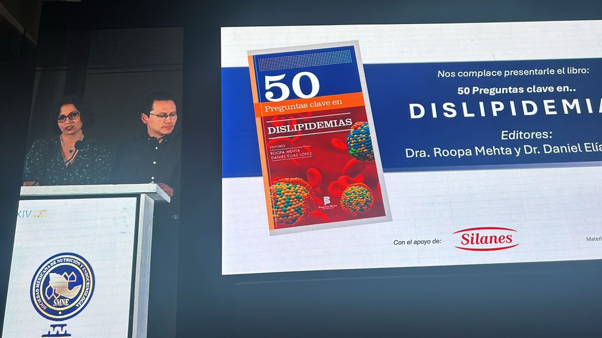 UIEMmx's tweet photo. En el marco del Congreso Internacional de la Sociedad Mexicana de Nutrición y Endocrinología, la Dra. Roopa Mehta y el Dr. Daniel Elías presentaron el libro que editaron "50 Preguntas claves en Dislipidemias"
@roopamehta2 https://t.co/AavTPZTQAy