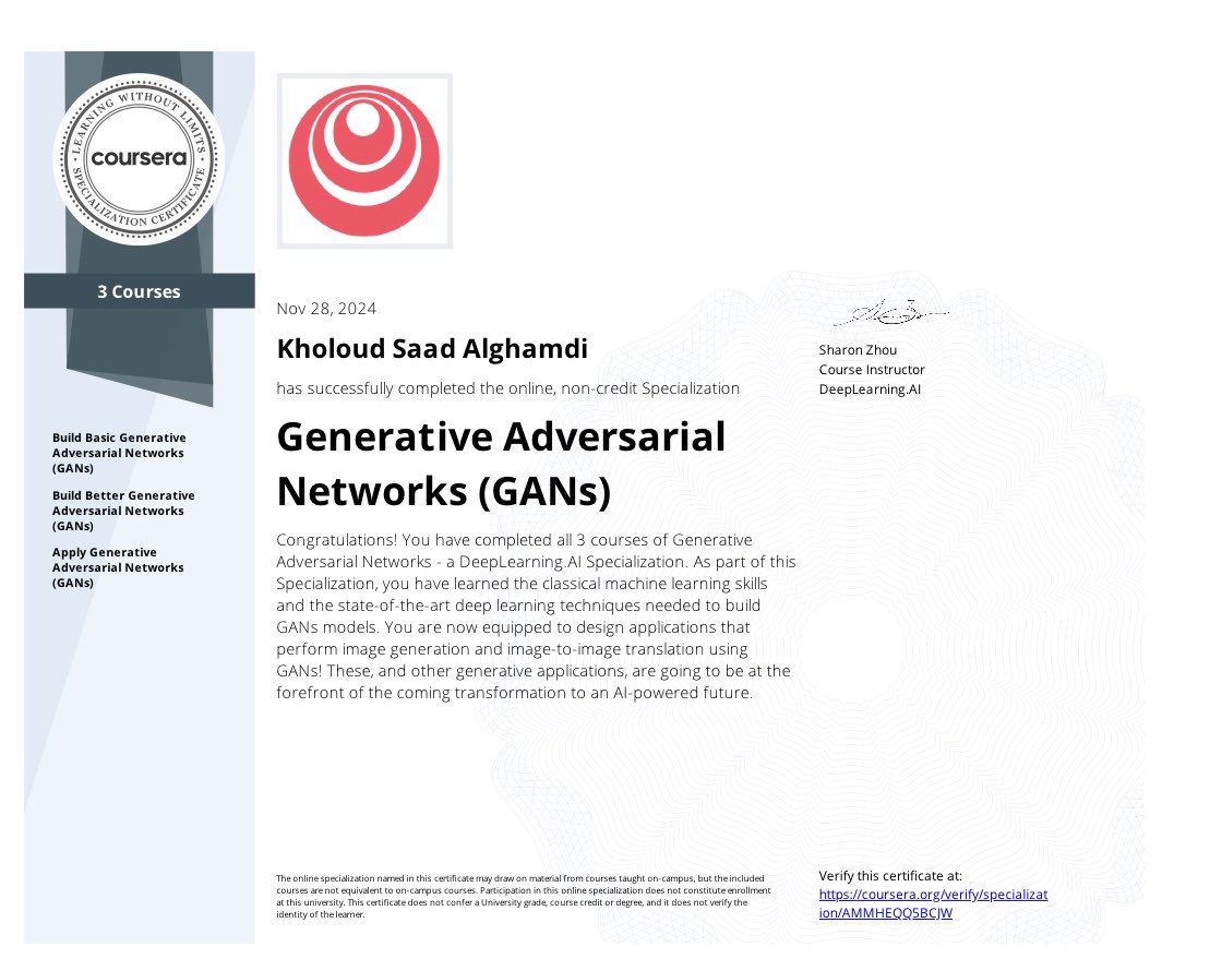 KholoudSAl's tweet photo. Happy to announce I’ve completed the Advanced Pathways in AI bootcamp offered by SDAIA, which covered the GANs Specialization!

Grateful for the skills I gained in designing &amp; implementing GAN-based applications and looking forward to apply them to future transformative projects! https://t.co/wSUmdJQgke