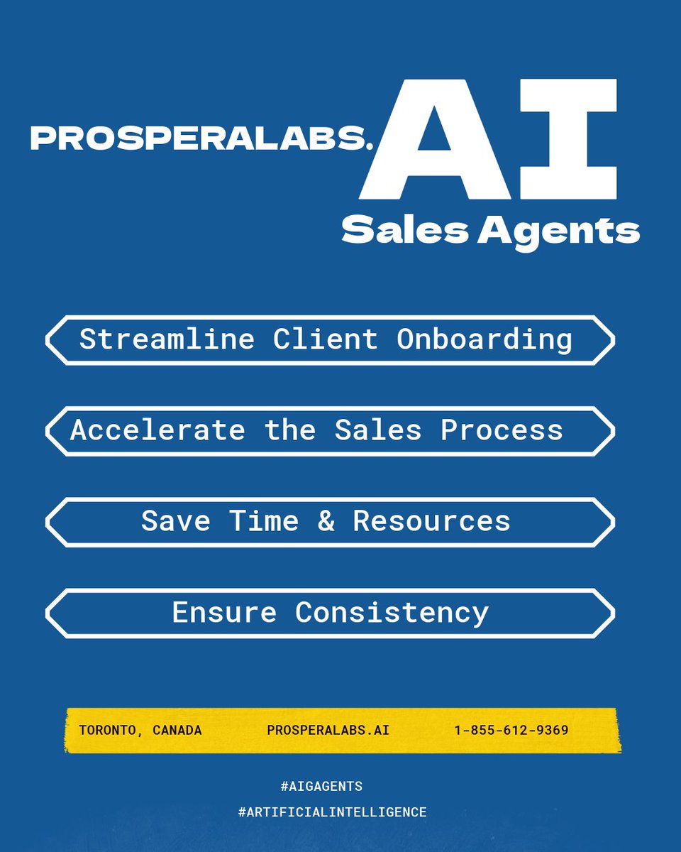 prosperalabsAI's tweet photo. In today’s fast-paced business landscape, efficiency is key! We’re proud to introduce our cutting-edge AI Sales Agents, designed to revolutionize the way businesses engage with customers and drive sales.
#AIAgents #ArtificialIntelligence #AISalesAssistant #AISalesAgent https://t.co/brqpD2s7QE